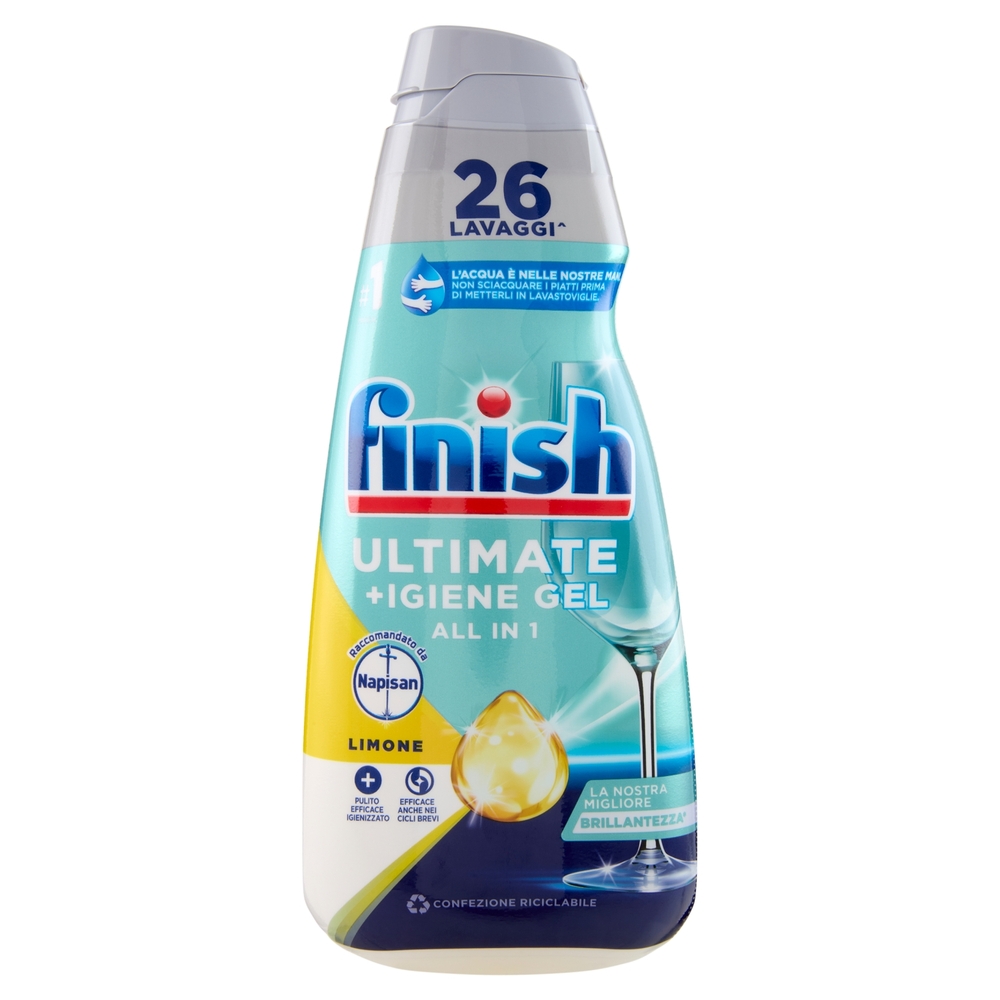 Finish Ultimate + Igiene Gel Napisan Lemon gel lavastoviglie 26 lavaggi 560 ml